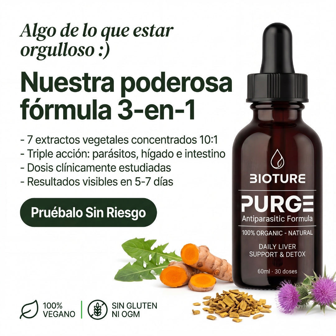 PURGE™ — Fórmula Antiparasitaria natural (Elimina los parásitos intestinales en 21 días)